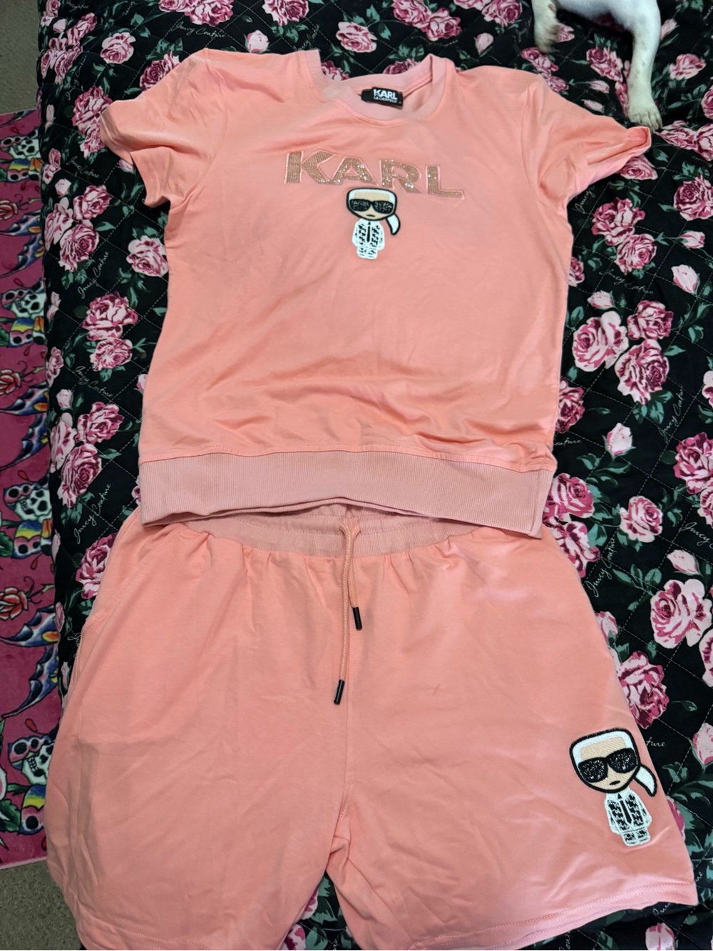 Karl women Peach Pink Short Sleeve  Set